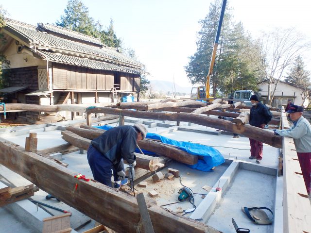 長野県安曇野市のW邸再生現場の仮組み