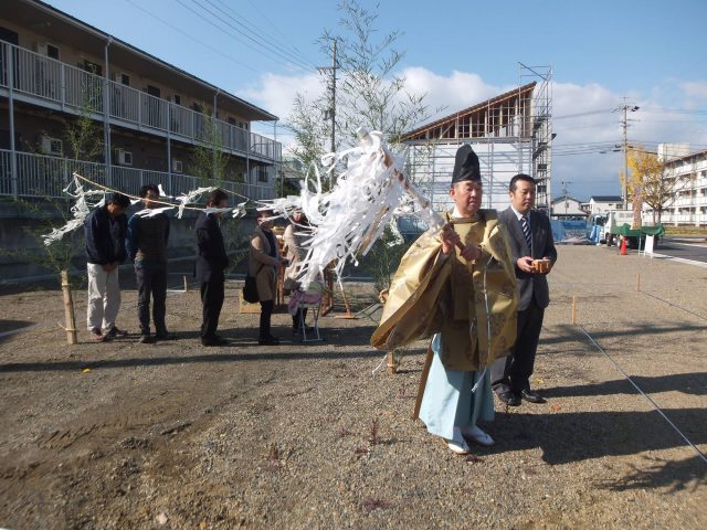 長野県松本市に設計した新築の住宅の地鎮祭